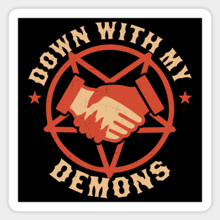 Down With My Demons Deal Handshake Gothic Goth Retro Vintage Sticker